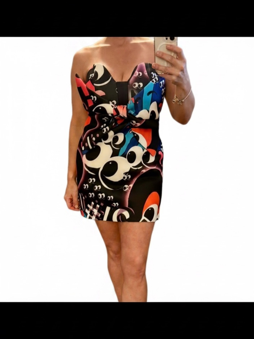 ASOS Emoji Movie Googly Eyes Mini Dress in Black, White, Blue & Red